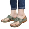 thumbnail image 3 of longantii Womens Orthopedic Sandals Arch Support Flat Wedge Sandals Lightweight Non Slip Slip on Beach Slippers Comfortable 2026 Foam Shoes Green, 3 of 4