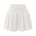 thumbnail image 6 of Linen Shorts for Women Summer Elastic High Waisted Loose Wide Leg Casual Boho Beach Shorts Vacation Outfits, 6 of 6