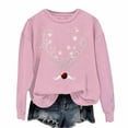 thumbnail image 2 of Aobny Long Sleeve Womens Hoodie Christmas Pink Crew Neck Sweatshirts Holiday Pullover Going Out Outfits for Women,XL, 2 of 5