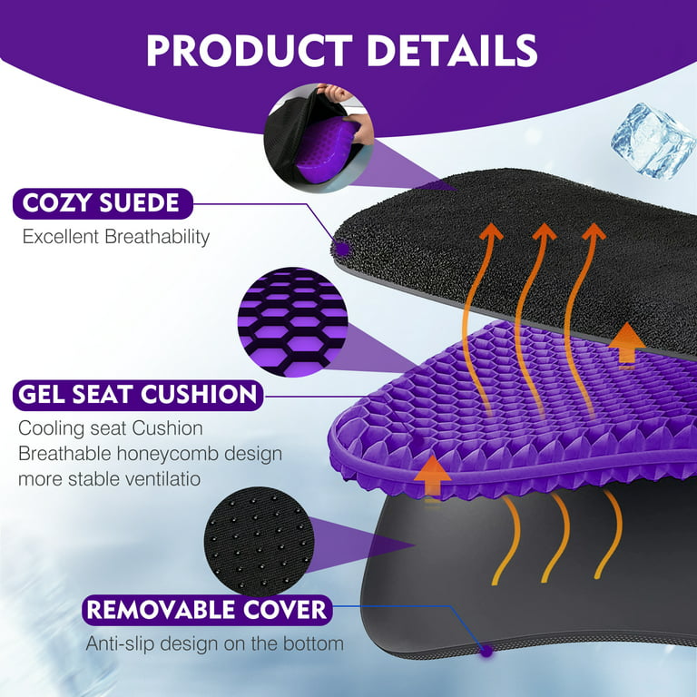 Extra-Large Gel Seat Cushion, Breathable Honeycomb Design Chair Cushions,  Tailbo