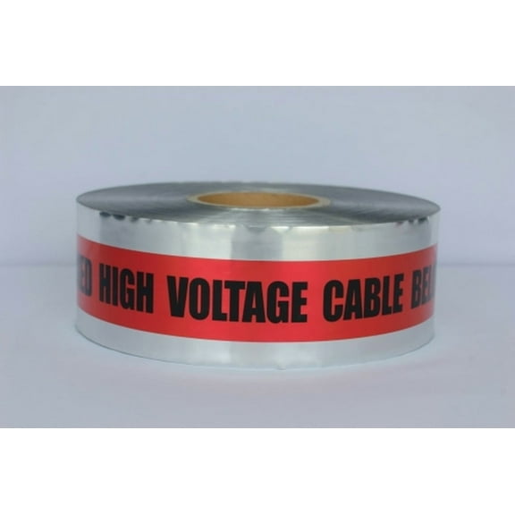 Detectable Underground Tape - Caution Buried High Voltage Cable Below - 3" X 1000 Ft Roll (8 Roll/Case)