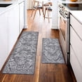 thumbnail image 2 of Kitchen Anti Fatigue Mat Set of 2 Non Skid Waterproof Kitchen Floor Mat Vintage Cushioned Comfort Standing Desk Office Mat Runner for Kitchen Sink Laundry, 17"x47"+17"x28", Grey, 2 of 6