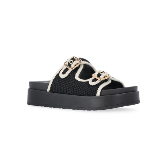 Madden NYC Women's Crochet Buckle Slide Sandals
