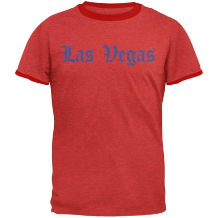 Cities Vintage Old English Las Vegas Heather Red-Red Men's Ringer