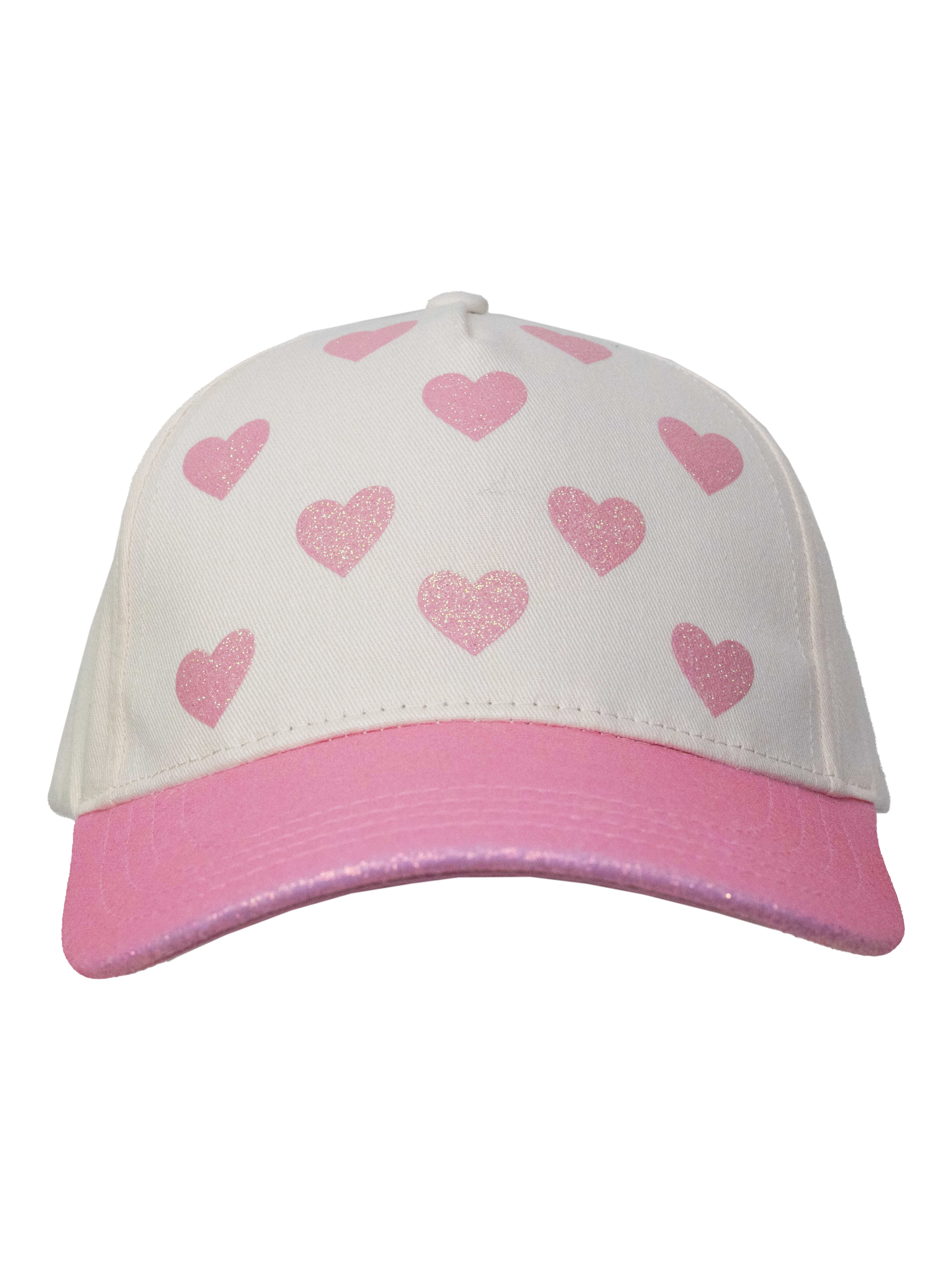 Wonder Nation Girls Baseball Hat, Pink Foil Hearts