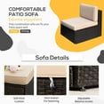 thumbnail image 5 of Vineego 5 Pieces Patio Dining Sets Outdoor Conversation Sets Wicker Patio Sectional Sofa with Tempered Glass Table(Beige), 5 of 8