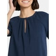 thumbnail image 4 of Time and Tru Women's Double Cloth Cotton Top with Short Sleeves, Sizes XS-XXXL, 4 of 5