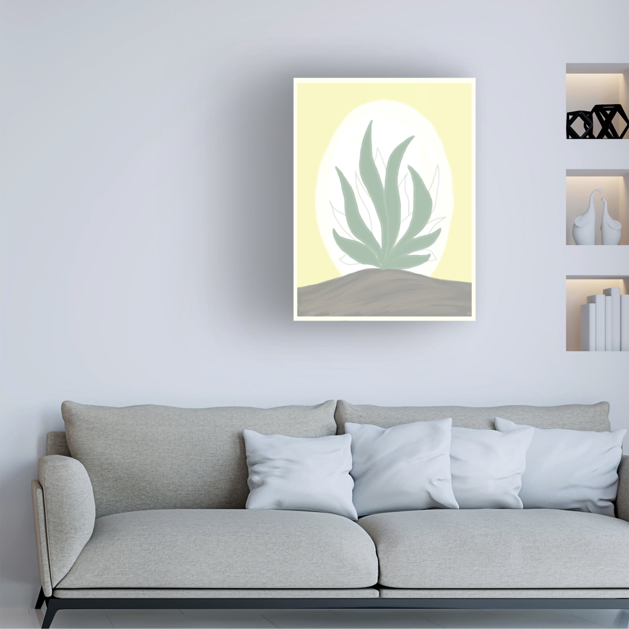 Canvas Wall Art - Line and Brush 'Sun Fire Aloe' Wall Art for Living Room, Bedroom, or Office Décor by Trademark Fine Art - 35 x 47 Inches