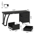 thumbnail image 2 of 59 Inch Computer Desk with 3 Drawers, Reversible File Storage Desk Industrial Workstation for Home Office Rustic Brown, 2 of 8