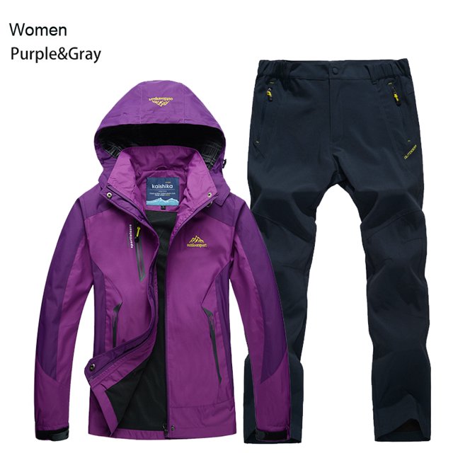 Veste Pantalon pour Femmes Ensemble de Randonnée Camping Printemps Automne Extérieur Imperméable 20000MM Coupe-Vent Costume Randonnée Manteau Pantalon