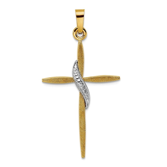14k Two-tone Gold Solid Methodist Religious Faith Cross Pendant Necklace 35x18.66mm Wide 2.6mm Thick Pendant for Women