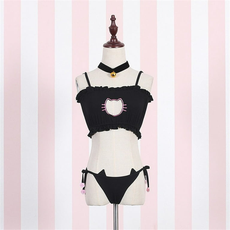 JustinCostume Women's Cosplay Lingerie Set Kitten Keyhole Cute Sexy Outfit  (X-Small, Black) : : Clothing, Shoes & Accessories