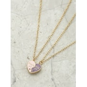 Wonder Nation Wear-One-Share-One Heart Pendant Necklace for Sisters, 2 Pieces