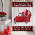 thumbnail image 3 of Happpy Valentine's Day Bathroom Shower Curtains with Hooks, Love Truck with Rose Red Black Plaid Waterproof Fabric Washable Shower Curtain for Home Hotel Bathtub Decor 36x72 Inch, 3 of 9