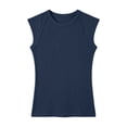 thumbnail image 5 of ITSAME Womens Ribbed Tank Tops Crewneck Sleeveless Shirts Summer Stretchy Casual Tops Navy Size S, 5 of 7