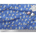 thumbnail image 3 of Soimoi Blue Velvet Fabric Stripe & Orange Fruits Print Fabric by the Yard 58 Inch Wide, 3 of 3