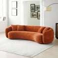 thumbnail image 5 of WILLIAMSPACE 101.4" Curved Sofa Cloud Couch, 5 Seat Comfy Teddy Fleece Boucle Fabric Deep Seat Leisure Sofa, Modern Half Moon Upholstered Couch with 4 Throw Pillows for Living Room, Orange, 5 of 5