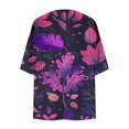thumbnail image 5 of Meichang Womens Lightweight Cardigan Puff Sleeve Floral Print Kimono Cardigan Open Front Chiffon Cardigans Loose Beach Cover Up, 5 of 6