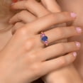 thumbnail image 4 of Gem Stone King 18K Rose Gold Plated Silver Ring Oval Lapis Pink Moissanite (2.92 Cttw), 4 of 6