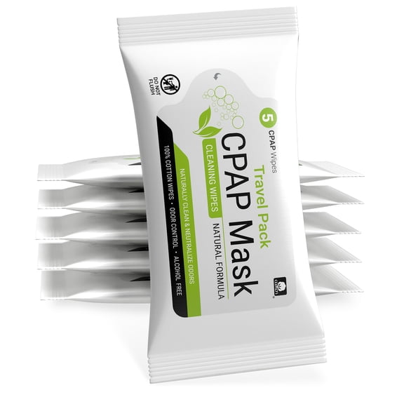 AWOW Professional CPAP Mask Cleaning Wipes, Travel Size, Odor Control, 6 Packs (30 Total Wipes)