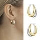 thumbnail image 1 of Pendientes de tuerca liwang de latón de dos tonos regalo de joyería para mujer, 1 of 5