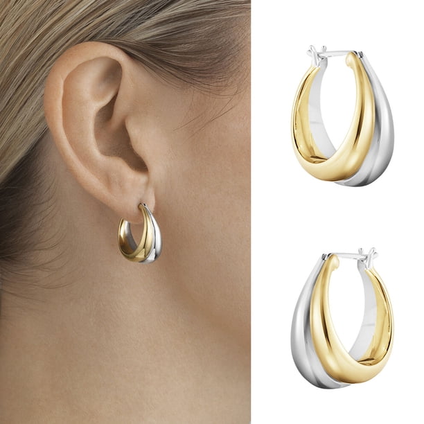 Pendientes de tuerca liwang de latón de dos tonos regalo de joyería para mujer