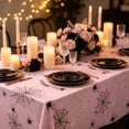 thumbnail image 2 of 2 Pack Web Print Plastic Halloween Tablecloth 43 x 71 Inch – Disposable Tablecloth Cover with Spiderweb Design, Ideal for Birthday, Themed Events & Halloween Party Decor (Pink), 2 of 7