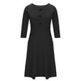 thumbnail image 3 of SCSAlgin Women's Elegant Pencil Dress Office Church Modest Business Wear to Work Crewneck 3/4 Sleeve Knee Length Dress, 3 of 5