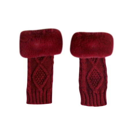 

Cotonie Women Solid Color Frayed Warm Typing Elastic Half-Finger Gloves