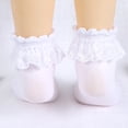 thumbnail image 5 of Sewkxo Women Lace Ankle Socks Ruffle Frilly Cotton Socks Trim Double Layer Lace Girl socks,White XXS, 5 of 8