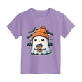 thumbnail image 4 of HCNTES Toddler Halloween Shirt Pumpkin Shirts Boys Girls Halloween T-Shirts for Kids Ghost Clothes Short Sleeve Cotton Tee(R495-Purple,9-10 Years), 4 of 5