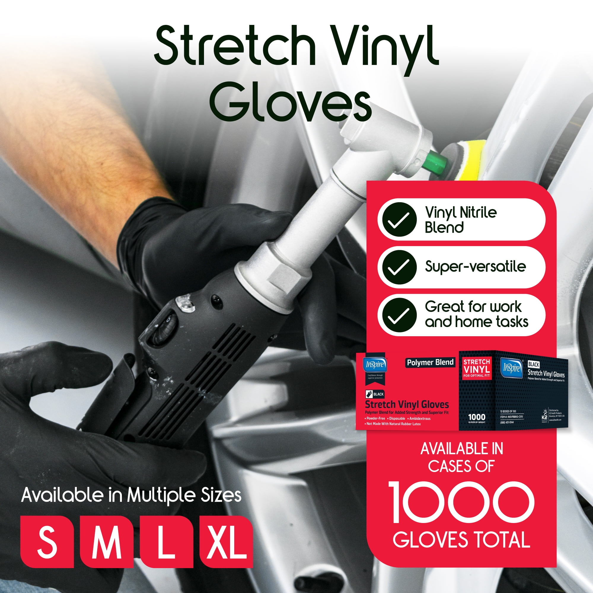Inspire Nitrile-Vinyl Blend Gloves Disposable Latex Free Multipurpose Black Disposable Gloves Cooking Gloves Cleaning Gloves (1000, XL)