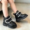 thumbnail image 7 of Girls Cute Ankle Boots Bow Lace Trim Booties with Hook and Loop Kids Fashion Versatile Comfy Short Boots Black 2 Big Kids, 7 of 7