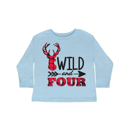 

Inktastic Plaid Deer Wild and 4 with Arrow Gift Toddler Boy or Toddler Girl Long Sleeve T-Shirt
