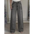 thumbnail image 5 of EMMIOL Women's Mid-High Waist Y2K Baggy Wide Leg Jeans Vintage Washed Denim Pants with Rivet Detail & Pockets 2026 Trendy Streetwear, 5 of 7