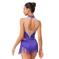 thumbnail image 2 of Sholeno Womens Sleeveless Tassel Fringe Latin Leotard Tango Chacha Bodysuit Figure Skating Dress Purple S, 2 of 5