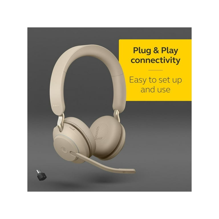 Beige Headphones USB-C Wireless Headset Music Stereo - Jabra 65 Evolve2 MS /