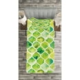 thumbnail image 3 of Ambesonne Watercolor Quilted Bedspread Set 2 Pcs, Moroccan Trellis, Twin Size, Lime Green Yellow White, 3 of 3
