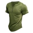 thumbnail image 2 of sunsanly V-Neck Buttons Half Placket Short Sleeve Men T-shirt Summer Solid Color Simple Tee Shirt Streetwear, 2 of 8