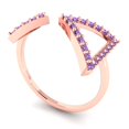 thumbnail image 2 of 0.2475 ctw Statement Anniversary Ring for Women | Round Cut Simulated Alexandrite | Hyperallergenic Solid 18K Rose Gold, 2 of 5