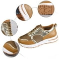 thumbnail image 5 of Tennis Shoes Womens Lace up Splice Leather Fashion Sneakers Comfortable Nonslip Casual Running Athletic Shoes Brown Size 6.5, 5 of 9