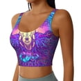thumbnail image 2 of Fotbe Elephant in Tribal Style Pattern Womens' Sports Bra Longline Wirefree Padded with Medium Support Sports Moisture-Wicking Workou Vest,Tank Top-, 2 of 7
