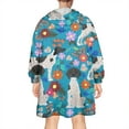 thumbnail image 2 of Wearable Oversized Blanket,Dog with Pioneer Flower Wearable Blanket Hoodie for Adults,Cozy Hooded Blankets with Super Pockets,Super Warm Fuzzy Pullover for Women & Men, 2 of 6