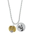 thumbnail image 1 of Delight Jewelry Goldtone Large Rope with Cross Spinner Silvertone Script Initial Disc - Y - Charm Necklace, 20"+3", 1 of 4