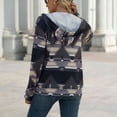 thumbnail image 4 of Abrigo de ajuste casual, abrigo de mujer de manga larga, chaqueta con cordón, abrigo con patrón geométrico, resistente y resistente, 4 of 7