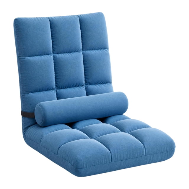 Silla de suelo con respaldo, sofá de suelo cómodo, sofá de apartamento Azul