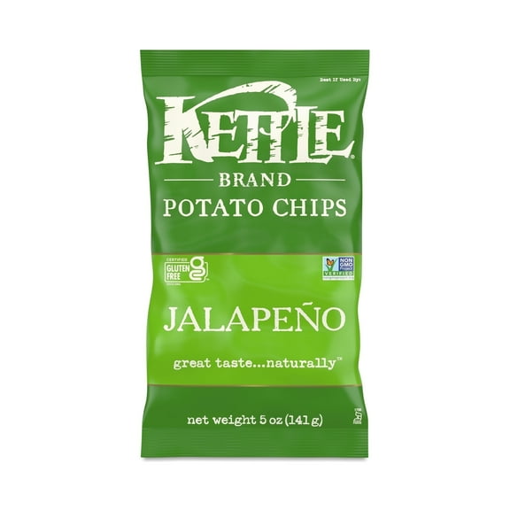 Kettle Foods, Potato Chips, Jalapeno, 5 oz Pack of 2