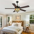 thumbnail image 5 of PHORUS 52" Tiffany Ceiling Fan with Lights Remote Control, Ceiling Fan Chandelier with Reversible Blades, Vintage Farmhouse Ceiling Fan for Living Room Bedroom, 5 of 8