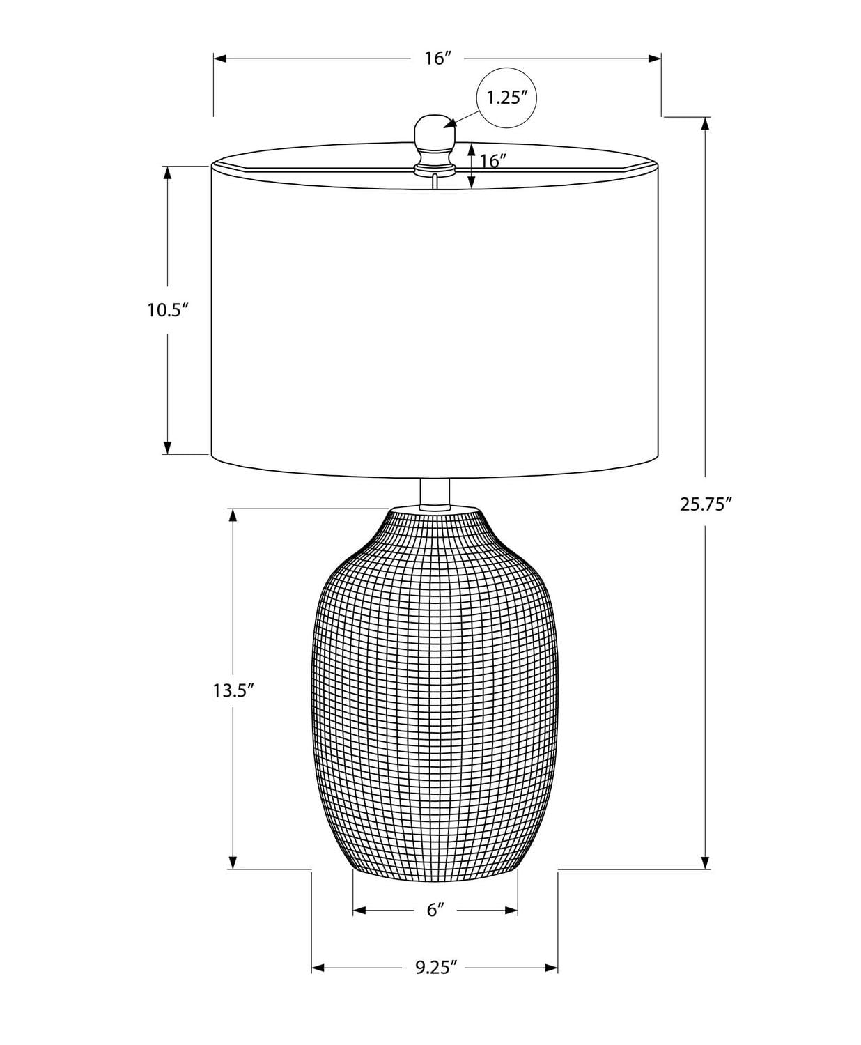 Monarch Specialties Lighting, 26"h, Table Lamp, Cream Ceramic, Ivory / Cream Shade, Contemporary