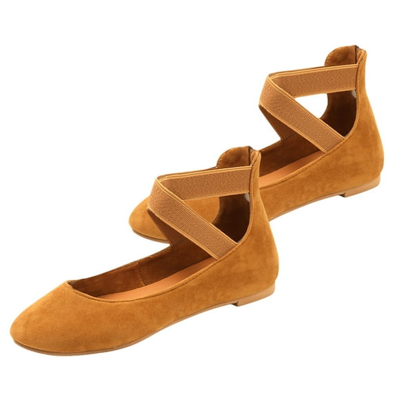 GOOHOCHY Women Flats Loafers Comfy Breathable Non Slip Rubber Sole Light Brown Velvet 10.0215Inch 1 Pair